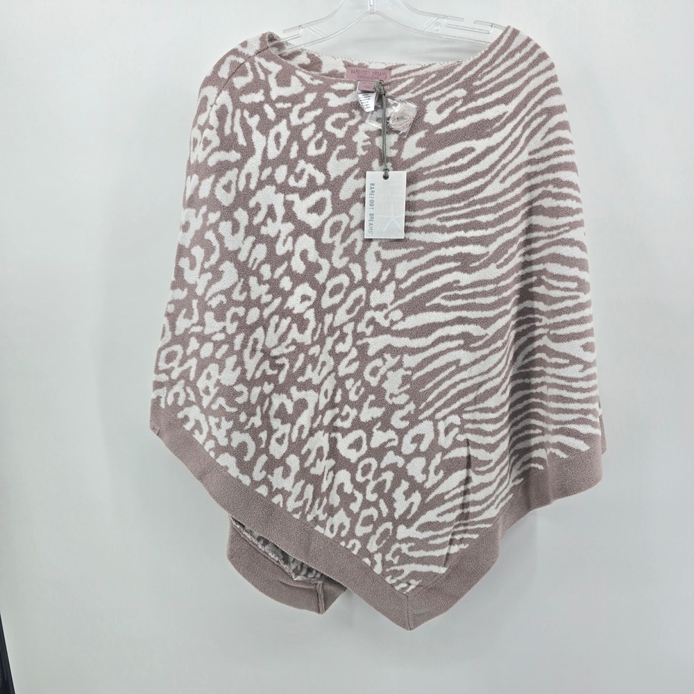 Barefoot Dreams CozyChic Ultra Lite Ocean Breeze Poncho Zebra/Leopard Prints NWT